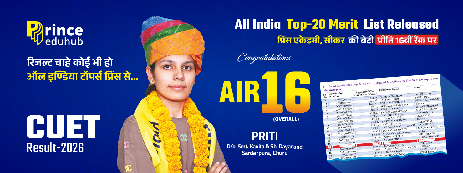Prince Academy CUET 2026 Toppers Group Celebration Banner
